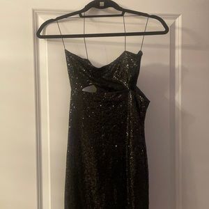 Black sequin mini dress with cutout